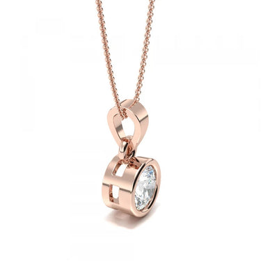 0.50 Carat Round Shaped Solitaire Bezel Setting Diamond Pendant In Rose Gold
