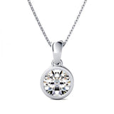 0.50 Carat Round Shaped Solitaire Bezel Setting Diamond Pendant In White Gold