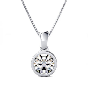 0.50 Carat Round Shaped Solitaire Bezel Setting Diamond Pendant In White Gold