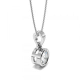 0.50 Carat Round Shaped Solitaire Bezel Setting Diamond Pendant In White Gold