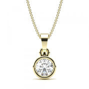 0.50 Carat Round Shaped Solitaire Lab Diamond Pendant 18K Yellow Gold Natural Diamond