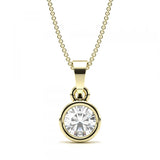 0.50 Carat Round Shaped Solitaire Bezel Setting Diamond Pendant In Yellow Gold