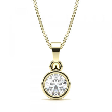 0.50 Carat Round Shaped Solitaire Bezel Setting Diamond Pendant In Yellow Gold