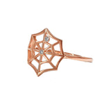 0.20 Carat Diamond Halloween Ring In Spider Web Design In Rose Gold