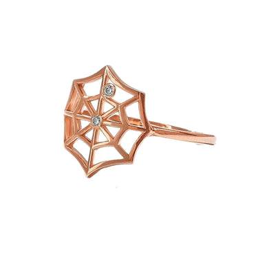 0.20 Carat Diamond Halloween Ring In Spider Web Design In Rose Gold