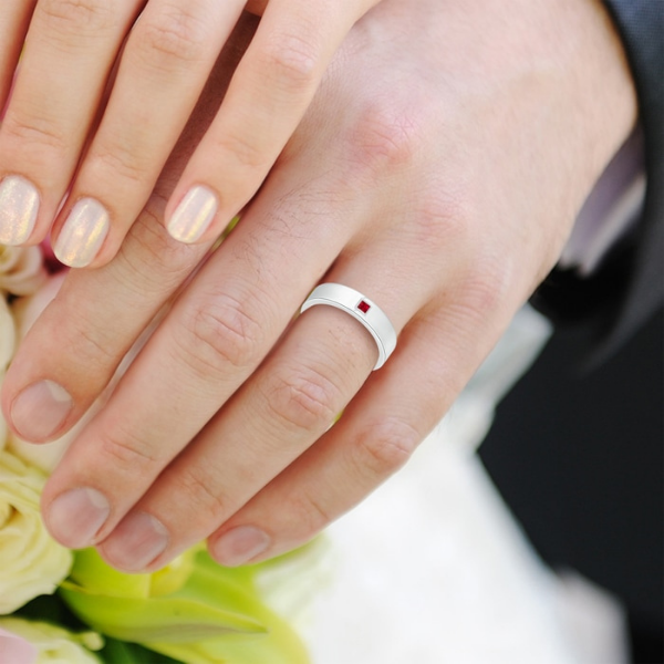  Ruby Wedding Ring In Sterling Silver