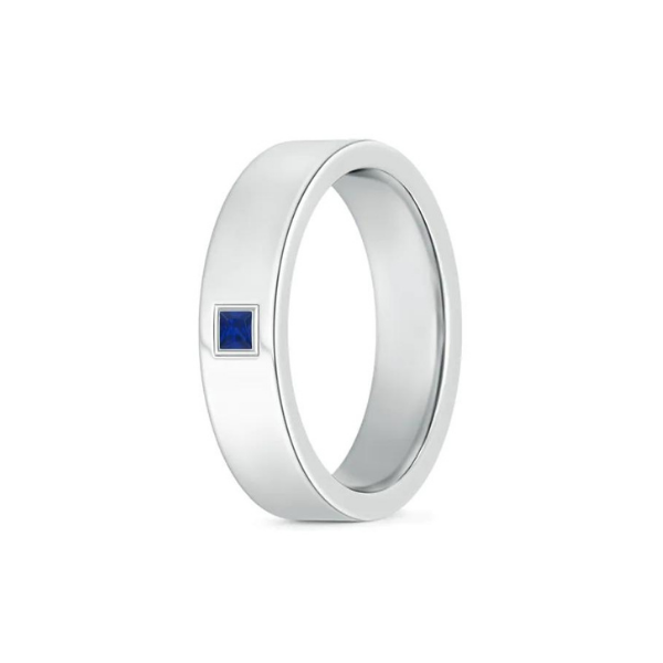 Blue Sapphire Wedding Ring In Sterling Silver