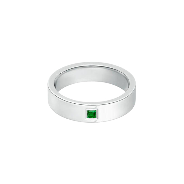 Emerald Wedding Ring In Sterling Silver