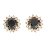 5.84 Ct Round Shape Halo Prong Setting Black Diamond Stud Earrings