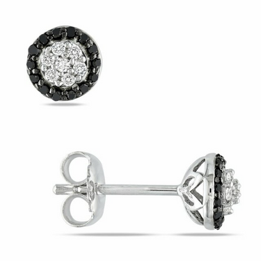 0.50 Carat Black And White Diamond Cluster Stud Earrings