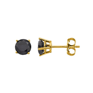 1.3 Ct Black Diamond Stud Earrings In Yellow Gold