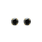 1.30 Carat Black Diamond Stud Earrings Round Shape Minimal Basket Set Design