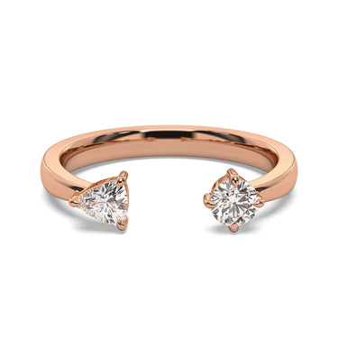 0.80 Ct Trillion and Round Cut Prong Setting Moissanite Toi Et Moi Ring In Rose Gold