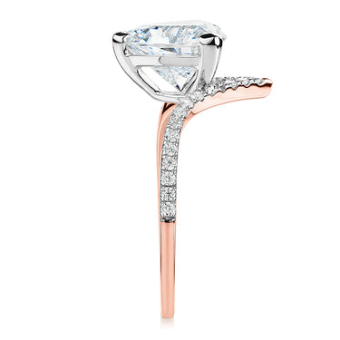 1.40 Carat Trillion Cut Curved Solitaire Diamond Ring in Rose Gold