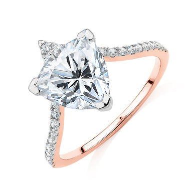 1.40 Carat Trillion Cut Curved Solitaire Diamond Ring in Rose Gold
