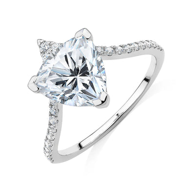 1.40 Carat Trillion Cut Curved Solitaire Diamond Ring in White Gold