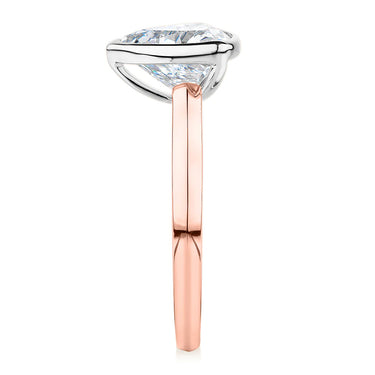 1 Carat Trillion Shaped Bezel Solitaire Diamond Ring in Rose Gold 