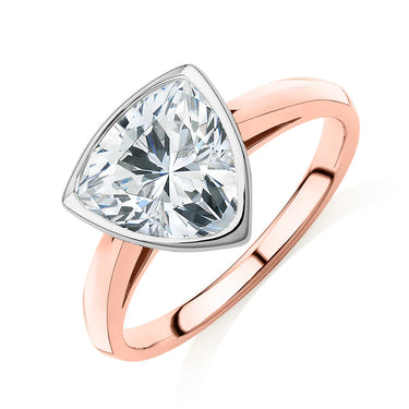 1 Carat Trillion Shaped Bezel Solitaire Diamond Ring in Rose Gold 
