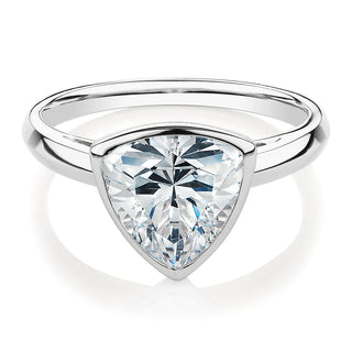 1 Carat Trillion Shaped Bezel Solitaire Diamond Ring in White Gold 