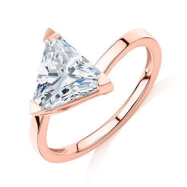 1 Carat Trillion Shape prong Setting Moissanite Solitaire Ring in Rose Gold 