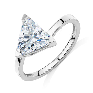 1 Carat Trillion Shape prong Setting Moissanite Solitaire Ring in White Gold 