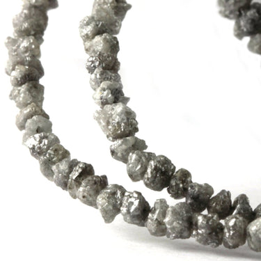 7 Inch Natural Uncut Loose Gray Diamond Beads Strand