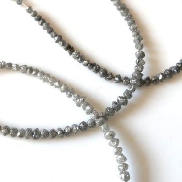 16 Inch Natural Uncut Gray Diamond Beads Strand