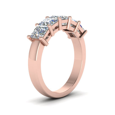 3.75 Carat Princess Cut Prong Setting 5 Stone Lab Diamond Engagement Ring
