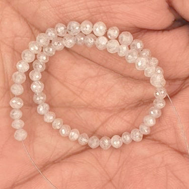 16 Inch White Diamond Faceted Beads Necklace
