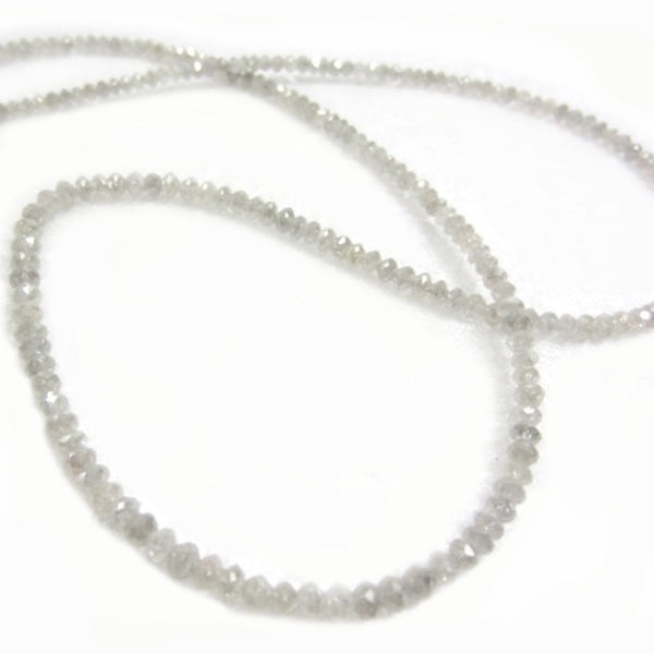 28 Inch Faceted White Diamond Beads Necklace