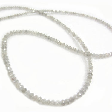 28 Inch White Diamond Faceted Beads Necklace