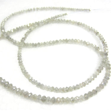 16 Inch White Diamond Faceted Beads Necklace