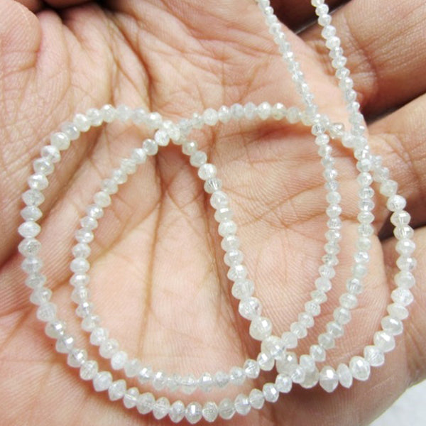 18 Inch White Diamond Faceted Beads