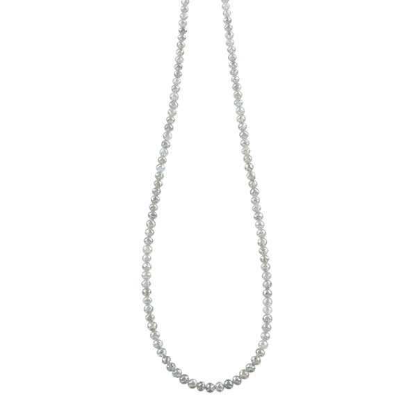 24 Inch Faceted White Diamond Beads Necklace