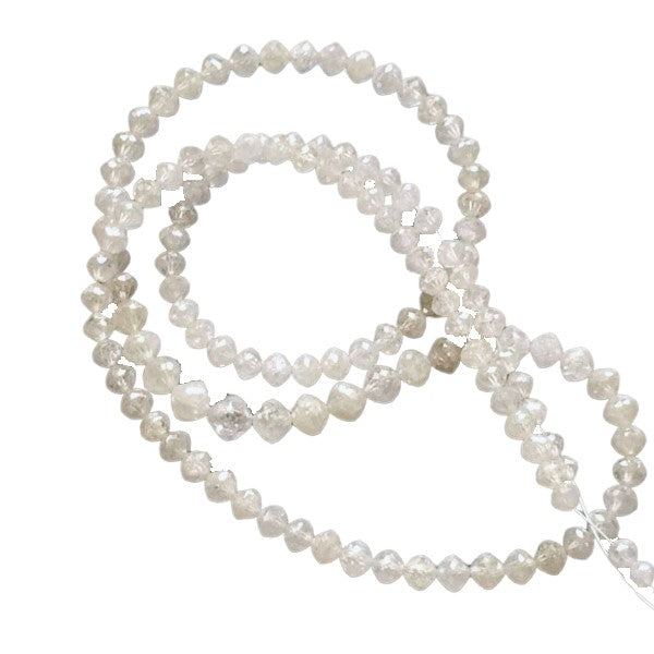 30 Inch Faceted White Diamond Beads Necklace