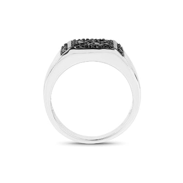 0.35 Round Cut Pave Stting Black Diamond Mens Ring In White Gold