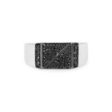 0.35 Round Cut Pave Setting Black Diamond Ring Men's
