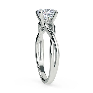 1 Carat Cushion Cut 4 Prong Setting Split Shank Solitaire Diamond Ring in White Gold