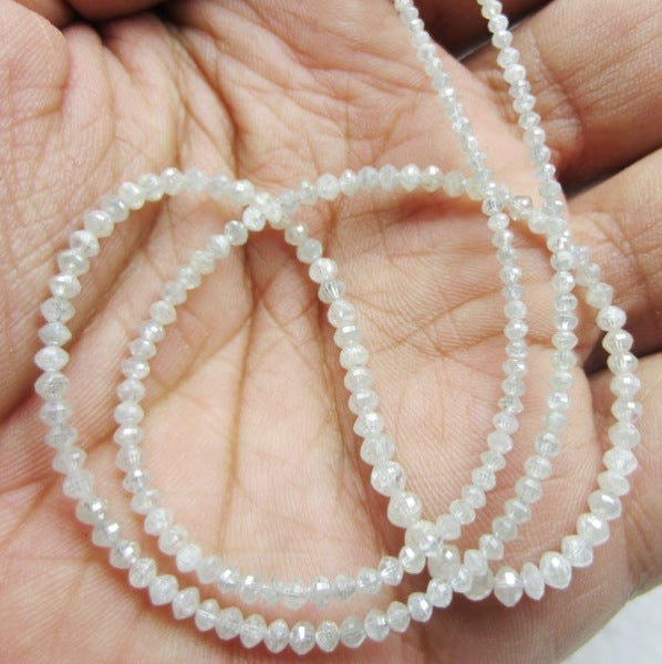 30 Inch Faceted White Diamond Beads Necklace