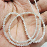 30 Inch White Diamond Faceted Beads Necklace