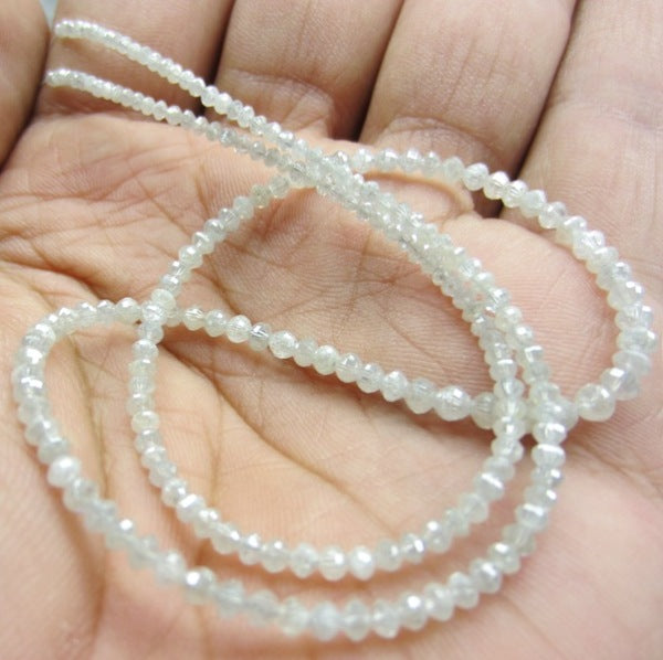 30 Inch Faceted White Diamond Beads Necklace