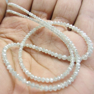 30 Inch White Diamond Faceted Beads Necklace