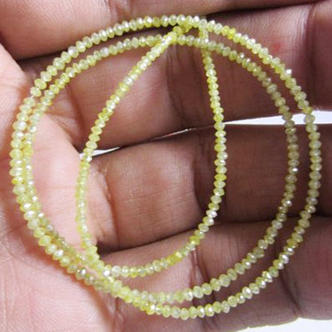 24 Inch Yellow Diamond Faceted Beads Necklace