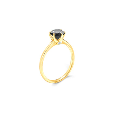 2.50 Carat Black Diamond Wedding Ring In 14K Yellow Gold For Women