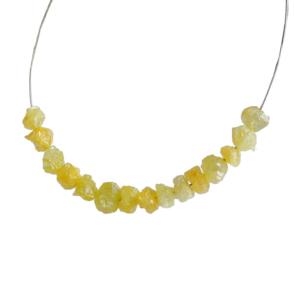 7 Inch Yellow Raw Diamond Beads Strand