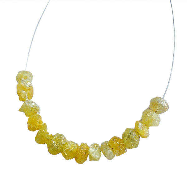 7 Inch Natural Raw Yellow Loose Diamond Beads Strand