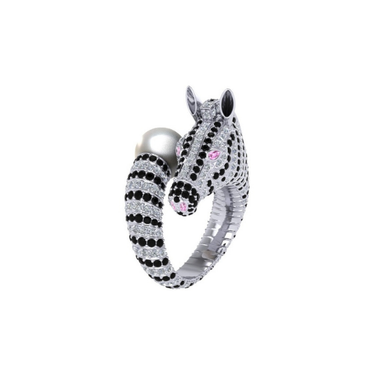 8.39 Carat Zebra Pearl Ring In 14k White Gold At The Best Price Ever