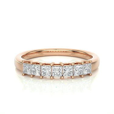 0.50 Ct Princess Cut 7 Stone Diamond Wedding Band In White Gold