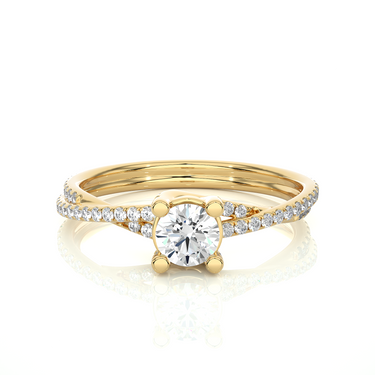 0.50 Ct Round Criss Cross Diamond Ring With Accents In White Gold