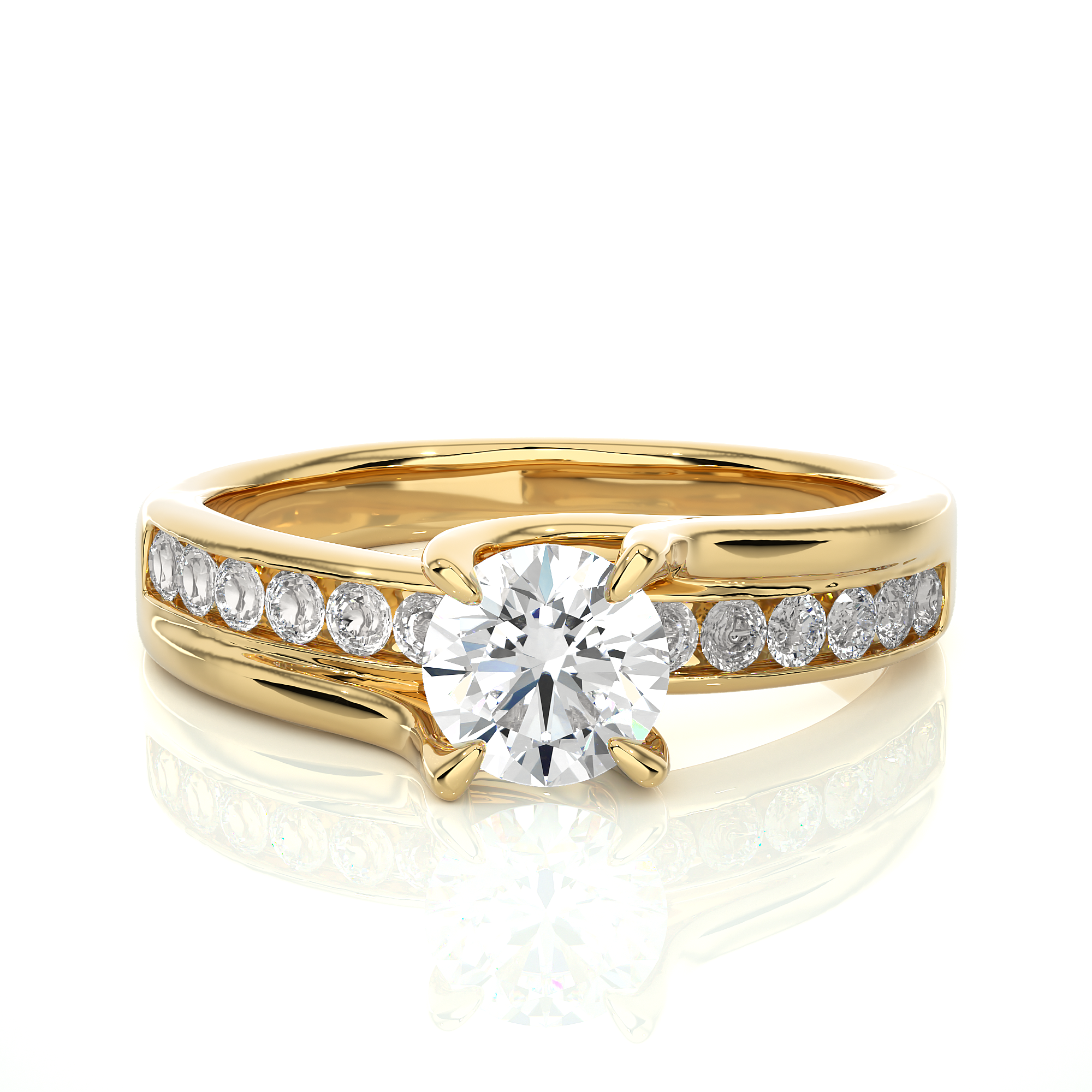Tension Set Diamond Engagement Ring & Band Bridal Set Platinum - U5701